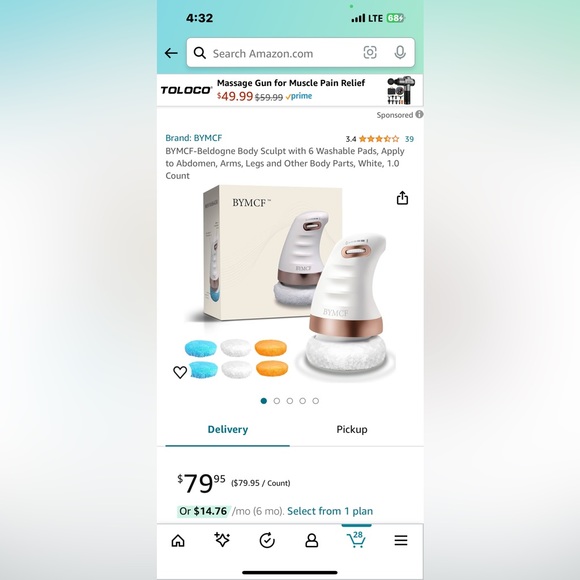 BYMCF Beldogne Body Sculpt Mach w6 Washable Pads for Body Parts White 1.0 Count - Picture 3 of 13